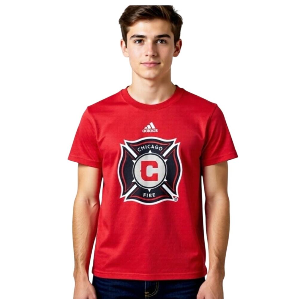 Adidas Chicago Fire MLS adidas Red Primary Logo T-Shirt Size L -14